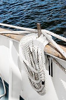 Belayingl pin on a tall ship photo