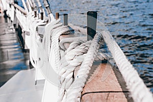 Belayingl pins on a tall ship