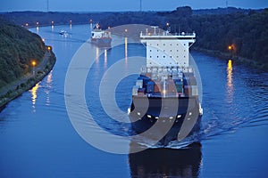 Beldorf (Germany) - Container vessel at Kiel Canal (retouched)