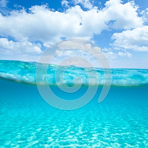 Belearic islands turquoise sea in out waterline photo