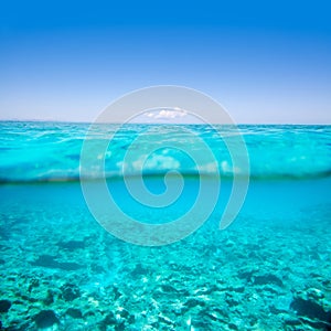 Belearic islands turquoise sea in out waterline photo