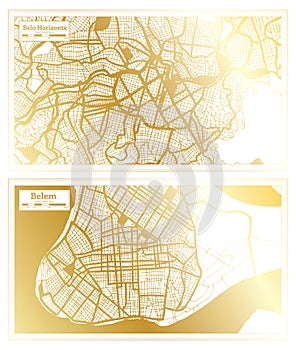 Belem and Belo Horizonte Brazil City Map Set