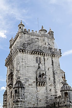 Belem tower in the bank of the Targus River (Belem, Portugal)