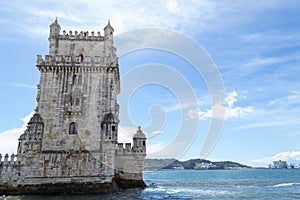 Belem tower in the bank of the Targus River (Belem, Portugal)