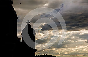 Belem Tower gothic turrets at sunset