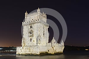 Belem Tower at night. Lisbon. Portugal