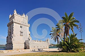 Belem Tower of Santa Maria de Belem in Lisbon, Portugal.
