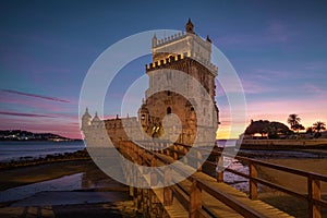 Belem Tower at Sunset in Lisbon, Portugal