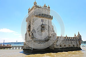 The Belem Tower Torre de Belem, Lisbon, Portugal. It is an iconic site of the city, originally built as a defence tower, today