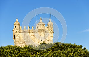 Belem Tower or Torre de Belem in sunset light, Lisbon.