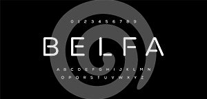 Belfa Minimal font creative modern alphabet. Typography with dot regular and number. minimalist style fonts set. vector il