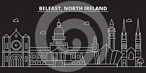 Belfast silhouette skyline. Great Britain - Belfast vector city, british linear architecture, buildings. Belfast travel