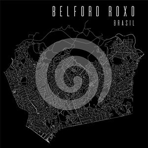 Belford Roxo city vector map poster. Brazil municipality square linear street map, administrative municipal area