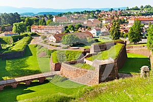 Belfort cityscape with famous citadel rampart, France photo