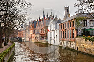 Belfort and the Green canal in Bruges, Belgium