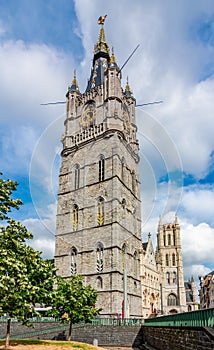 Belfort tower and St. Bavo Cathedral in Gent, Belgium