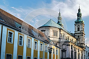 Belfries of the baroque church of the Jesuit monastery