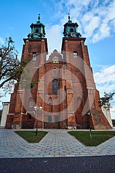 Belfries of the historic,  gothic cathedral during autumn