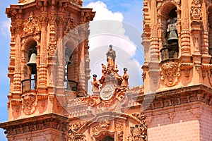 Belfries of the Taxco cathedral in guerrero mexico 