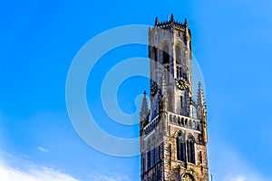 The Belfry Belford Tower in the center of the historic city of Bruges, Belgium