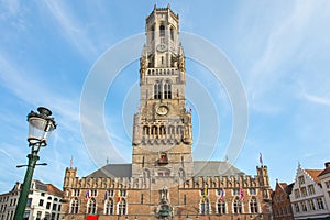 The Belfry of Bruges in Market Square in Belgium