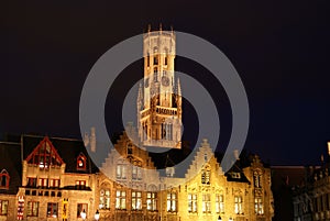 Belfry of Bruges at night photo