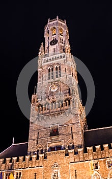 The Belfry of Bruges at night