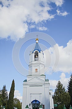 Belfry of the Christian Church in summer