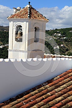 Belfry church Frigiliana town in Malaga