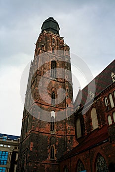 Belfry and clock tower of the Saint Elizabeth church of Wroclaw, also called bazylika sw elzbiety we wroclawiu photo