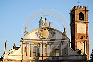 Belfry facade of the cathedral of Vigevano near Pavia in Lombardy (Italy)
