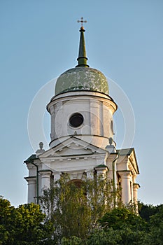 Belfry Florovsky monastery in Podil in Kyiv