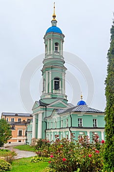 Belfry of Optina Monastery. Optina Pustyn literally Opta`s hermitage is an Eastern Orthodox monastery near Kozelsk in Russia