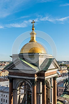 A belfry of Saint Isaacâ€™s Cathedral or Isaakievskiy Sobor, a monuments of Russian architecture,near Nevsky Avenue and the