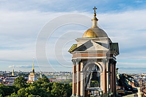 A belfry of Saint Isaacâ€™s Cathedral or Isaakievskiy Sobor, a monuments of Russian architecture,near Nevsky Avenue and the