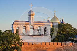 The belfry of St. Sophia Cathedral. Kremlin of Veliky Novgorod