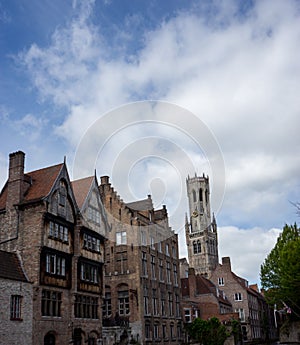 The belfry tower in the city of Bruges, Belgium