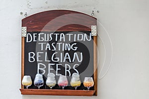 Belgian beer tasting sign on wall