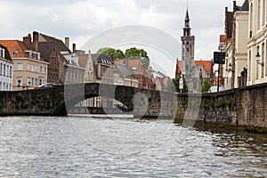 Belgian Bruges waterways in old town