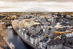 Belgian classic architecture view in infra-red colors