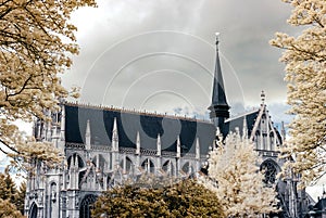 Belgian classic architecture view in infra-red colors