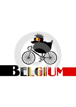 Belgian cyclist as a bath duck on a bike bicycle with sunglasses