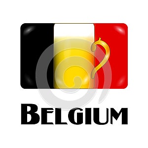 Belgian flag with pint of beer in the middle as a national sign