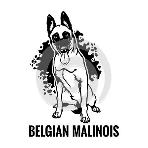Belgian Malinois - Dog Happy Face Paw Puppy Pup Pet Clip Art K-9 Cop Police Logo SVG PNG Clipart Vector Cricut Cut