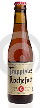 Belgian trappist beer Rochefort 6 isolated on white