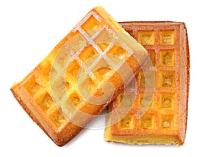 Belgian waffle isolated on white background