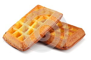 Belgian waffle isolated on white background photo