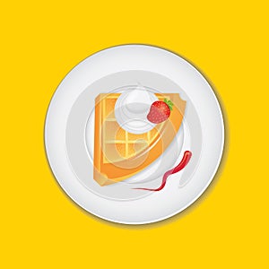 Belgian waffle. Vector illustration decorative design