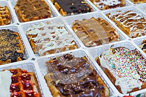 Belgian waffles in bakery