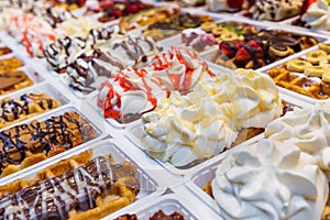 Belgian waffles in bakery